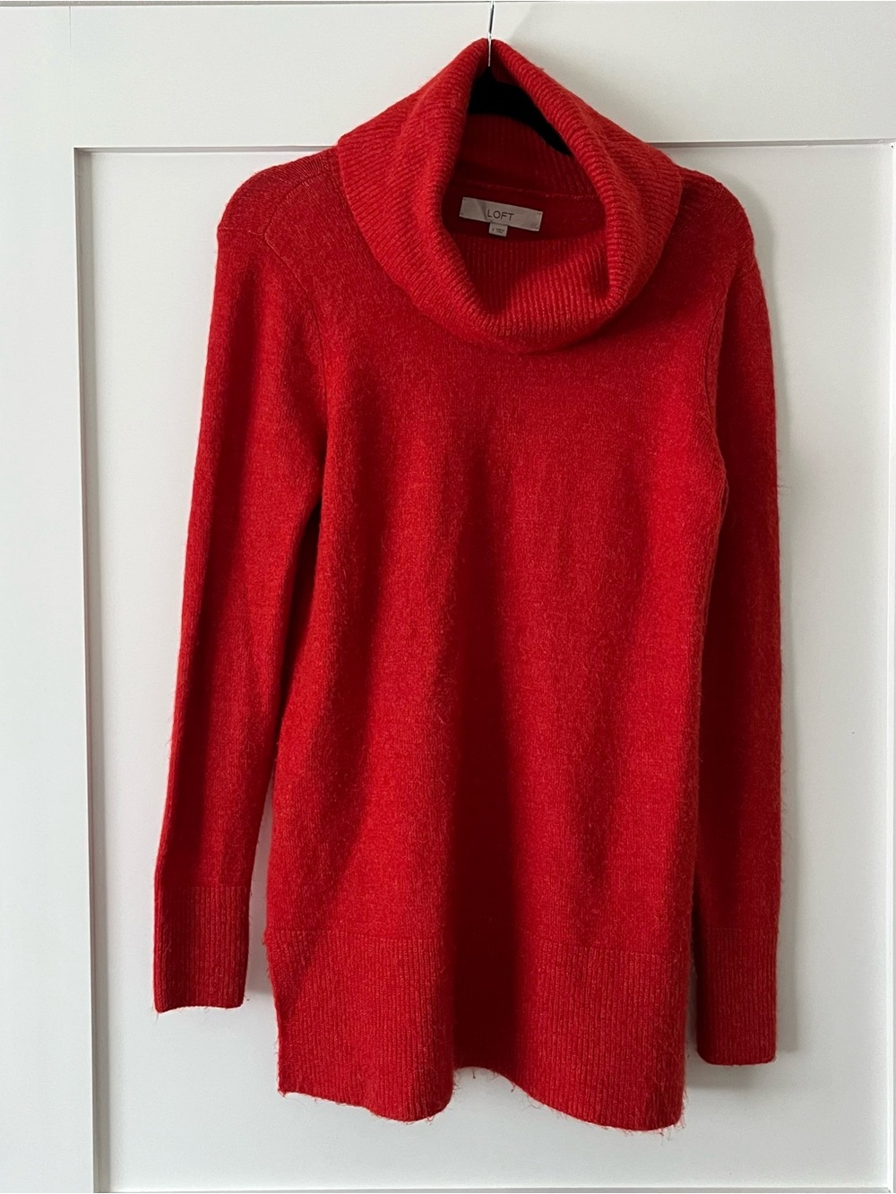 LOFT Red Cowl Neck Tunic Sweater